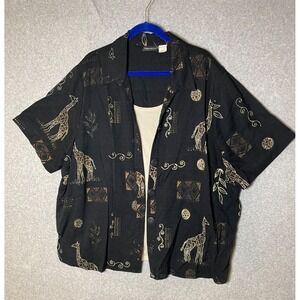Maggie Barnes Top Womens 4X‎ Giraffe Safari Tank Button Up Relaxed Fit